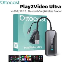 OTTOCAST Play2Video Ultra Wireless CarPlay & Android Auto AI Box Built-In YouTube Netflix IPTV Plug & Play For Factory Wired Car