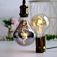 TIANFAN G125 Alien Edison LED Bulb, 4W (25W Eq), 2000K Warm Light, Dimmable, 110V/220V, Amber/Smoke, Retro Spiral Filament Desig