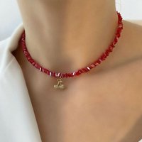 Exaggerated Baroque Red Transparent Crystal Chain With Sexy Zircon Cherry Pendant Necklace For Women Wedding Praty Gift N0541