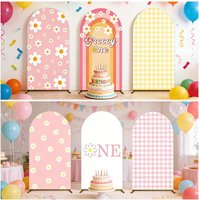 Girls Birthday Decorations Arch Cover Backdrop Groovy One Newborn 1st Birthday Party Baby Shower Elastic Arch Cover Background