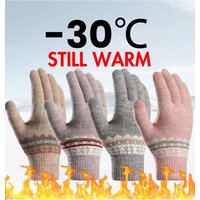 AliExpress NONE Winter Snowflake Knitted Gloves Unisex Cashmere Warm Gloves Thick Touch Screen Full Finger Gloves Outdoor Play Cycling Equipment