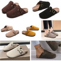 Summer Women Suede Shoes Mules Cork Sole Buckle Strap for Daily Casual Outfits All Day Comfort Footwear Stylish Design Slippers