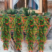 4 Pcs Artificial Hanging Plants UV Protection Eucalyptus Leaves Green Vines Outdoor Garden Yard Classic Style Plastic RoomDecora