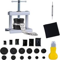 22pcs Watch Press Kit Watch Repair Tools with 18 Pressure Plates Ear Punch Dust Cloth Bent Knife Cover Presser Battery Tool