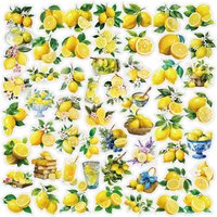 56Pcs Clear PET Lemon Stickers Watercolor Fruit Botanical Decals Waterproof Scrapbook Junk Journal Recipe Planner Laptop Decor
