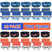 Party Supplies Compatible for Nerf 10 Kids Pack Boys Birthday Party Guns War Decorations,Face Mask Tactical Glasses 200 Bullets