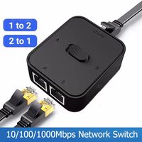 2 Port 1000Mbps Gigabit Network Switch RJ45 Switch Network Splitter Cable Extender Selector Power Free 2 Way adapter Connector