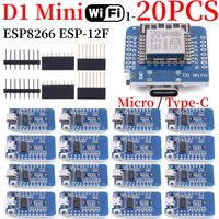 1-20PCS ESP8266 D1 Mini WIFI Development Board ESP-12F CH340G CH340 V2 Usb Wemos D1 Mini Nodemcu Lua Iot Board 3.3V Met Pins