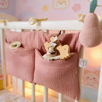 Baby Portable Crib Storage Bag Multifunctional Newborn Pink Bed Headboard Organizer For Kids Baby Bedding Diaper Bag