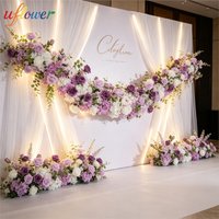 Wedding Aisle Flower Luxury Purple White Rose Artificial Silk Flower Arrangement for Wedding Party Stage Background Decoration