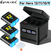 2000mAh Akku für GoPro Hero 9 10 11 12 Kamera-Akku mit LCD 3-Slot-Schnellladegerät TF-Karten-Speicher für GoPro Hero12 11 Sportkameras