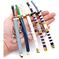 15cm Mini Roronoa Zoro Katana Keychain OP Anime Peripherals Metal Sword Buckle Weapon with Toolholder Scabbard Toy Gift For Fans