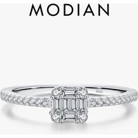 MODIAN Solid 925 Sterling Silver Simple Square Luxury Dazzling CZ Engagement Ring For Women Wedding Statement Fine Jewelry Gift