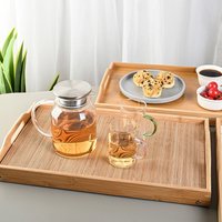 Bamboo Foldable Pallet with Handles Protable Bed Tray Dining Tray for Cutlery Serving Spoons Cooking Utensils Teapot Teacup