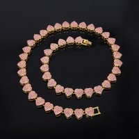 Hip Hop Heart Shape Cubin Chain Necklace Gold/Silver Color Necklace For Men Women Full Zircon Out Men Women Jewelry