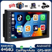 7 Zoll Doppel-DIN Universelles Autoradio Android 10, 4+64G, DAB+, Touchscreen, CarPlay, GPS-Navigation, Bluetooth, RDS/FM, SWC