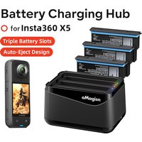 For Insta360 X5 Battery Charger Portable Charging Case TF Card Storage Box Charging Hub Type-C 3 Charger slots For Insta 360 X5