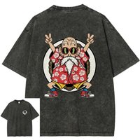 Dragon Ball Anime 2026 New Hot Master Roshi Washed Men 2025 Summer T-shirt Harajuku Retro Street Loose Women Casual Sports Top