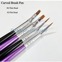 Dental Curved Brush Pens Skyists Nylon Hair Brushes #0 #2 Denture Lab Restoration Tool 5mm/7mm
