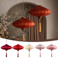 14inch Oriental Ancient Style Satin Silk Lantern Flying Saucer Palace Lantern Mid Autumn Festival Chinese New Year Hanging Decor