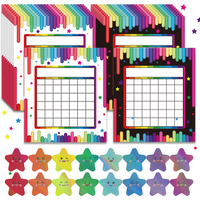 20 Sets of Classroom Reward Charts, 2 Designs, Includes 480 Pcs Holographic Rainbow Star Stickers, Suitable for Classroom