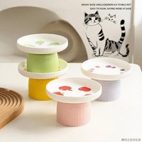 Elevated Ceramic Cat Bowl Non-Slip Pet Food DishHeavy Base for Flat-Face Cats/Dogs, Neck Protection, Anti-Spill, Easy Clean