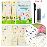 Reusable English Writing Practice Book for Kids Wipe Clean Magic Copybook with Stickers Parental Guidance Interactive Learning