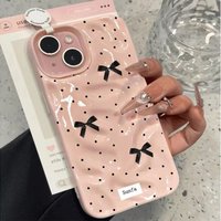 Black Bow Knot Phone Case For iPhone 17 Pro Max 16 15 Plus 14 13 12 11 17Air Pink Cartoon Shockproof Back Shell TPU Cover