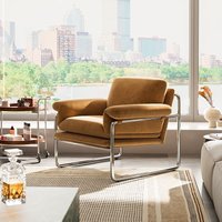 MOMO Bauhaus Antique Style Stainless Steel Designer Sofa Chair Living Room Home Balcony Leisure Recliner Negotiation Chair