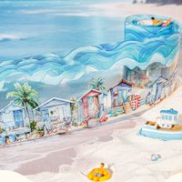 Mr.Paper 200cm/Roll Coastal Beach Scene Large PET Tape, Summer Seaside Decorative Tape for Scrapbooking & Journaling