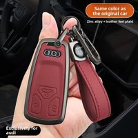 Zinc Alloy Leather Car Remote Key Case Cover Shell For Audi A4 A4L A5 A7 Q5 Q5L A3 Q7 TT TTS 8S B9 2023 2024 Auto Accessories