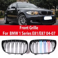 Front Bumper Kindey M Style Grille for BMW 1 Series E81 E82 E88 E87 2004-2011 Double Slat Gloss Black Grill Cover Exterior Part