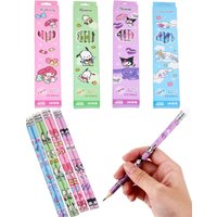 12pcs Sanrio Hello Kitty pencils with eraser Melody Kuromi Cinnamoroll black writing pencil stationery gift Christmas gift