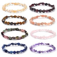 Natural Stone Rose Quartz Citrine Amethyst Tourmaline Nuggets Beads Stretch Bracelet for Women Men Daily Jewelry Healing Crystal