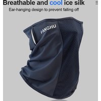 Ice Silk Face Mask UV Protection Outdoor Cycling Ear-Hanging Neck Gaiter Breathable Mesh Summer Fishing Hiking Face Covering