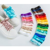 Silk Satin Shoelaces 2 CM Width Flat Ribbon Shoe laces Boots Women Sneakers Shoelace 22 Colors Length 80CM 100CM 120CM 140CM
