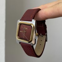 Burgundy Watch Premium Leather Watch Design New 2026 Arrival High-Quality Quartz Timepiece The Perfect Gift for Women