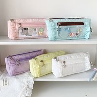 Transparent window Pencil Case Large Capacity multi-functional Pen Bag Storage Badge Display Stationery Storage Pouch
