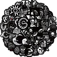 50pcs Dark Gothic Horror Black Waterproof Stickers For Skateboard Laptop Phone Helmet Wall Decals Golden Memory Stickers Store