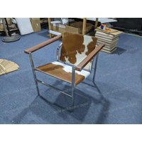 Lounge Leisure PU Leather Cow Leather Stainless Steel Frame Chair for Living Room Corbusier Bauhaus Style Armchair Chair