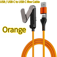 USB Type C Charger Cable with Rotate Foldable Long Holder Bracket for IPhone 17 Samsung Fast Charging Type-C Cables PD Kabel 65W