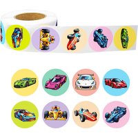 100-500PCS 2.5cm Race Car Stickers Roll, Cute Cartoon Car Decals for Kids Birthday Party, Scrapbooking and DIY Crafts