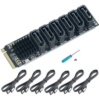 M.2 NVME PCI-E PCIE X4 X8 X16 zu 6-Port 3.0 SATA Adapterkarte Riser III 6GB/S Gehäuse Server PC Erweiterung + 6 Stück 3.0 SATA Kabel