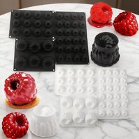1/6/12/24-Cell Raspberry Mousse Mold Heat-Resistant Food-Grade Silicone Mousse Cake Mold DIY Reusable French Pastry Baking Mold