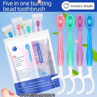 Portable Travel Toothbrush Set Disposable Mini Toothbrushes with Toothpaste Tongue Scraper Flosses Kit Disposable Toothbrush