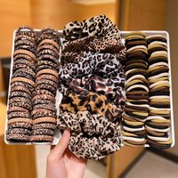 116Pcs Girls Leopard Print Hair Ties Set Includes Large Hair Rings And Leopard Design Hair Accessories Suitable for Gift