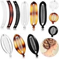 12 pièces pinces à cheveux banane peignes classiques grand Double peigne pince à cheveux queue de poisson banane élastique pour queue de cheval pince pour les femmes