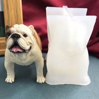 English Bulldog Plaster Mold Cement Mold Pet Dog Missing Plaster Ornament Silicone Mold Bulldog Pottery Soap Candle Mold