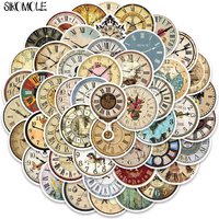 10/30/50PCS Vintage Clock Sticker Round Art Waterproof Suitcase Kid's Gift DIY Skateboard Laptop Luggage Bike Car Sticker Decals