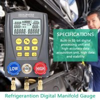 Digital Manifold Gauge Gauge Meter HVAC Vacuum Pressure Temperature Tester for Air Conditioner Refrigerator HVAC Vacuum Pressure